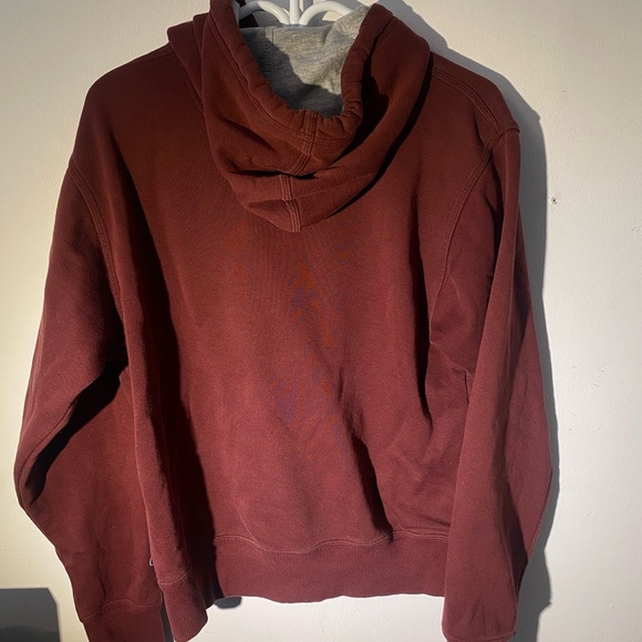 CHAMPION unisex burgundy hoodie with grey inside on hood - Picture 5 of 5